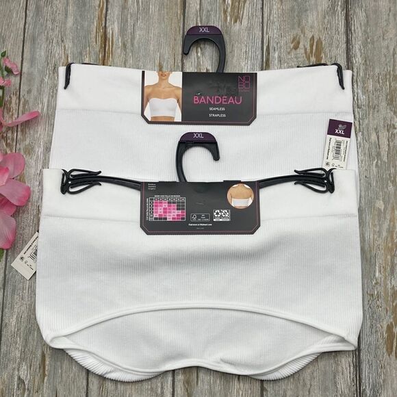 Womens Juniors Seamless Strapless Sweetheart Neckline Bandeau Bra 2-Pack Size 2X - Picture 2 of 5